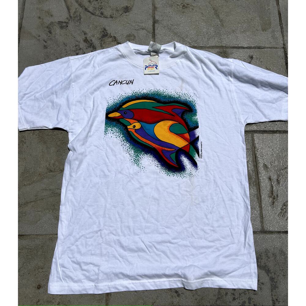 Vintage Peter Mussfeldt White Cancun Dolphin T Shirt - New With Tags